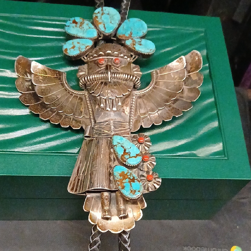 Vintage America Turquoise and Silver Bolo Tie